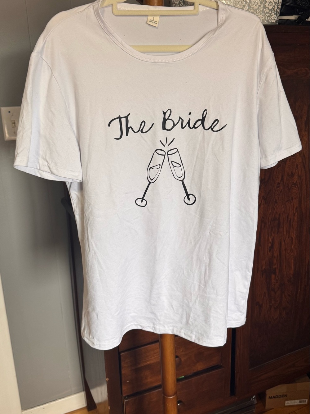 🥂 “The Bride” Graphic Bachelorette Tee — Size L